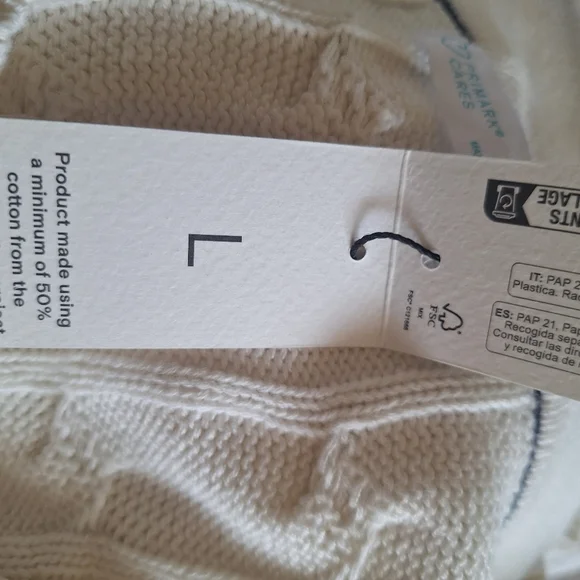 Primark Cream and Black V-Neck Cable Sweater Size L- New With Tags - Picture 9 of 10
